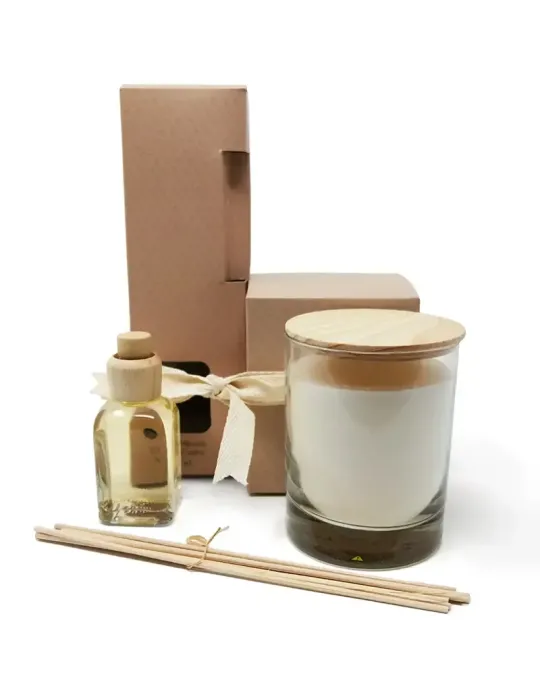 Set vela aromática + difusor mikado.  Energía de Verano